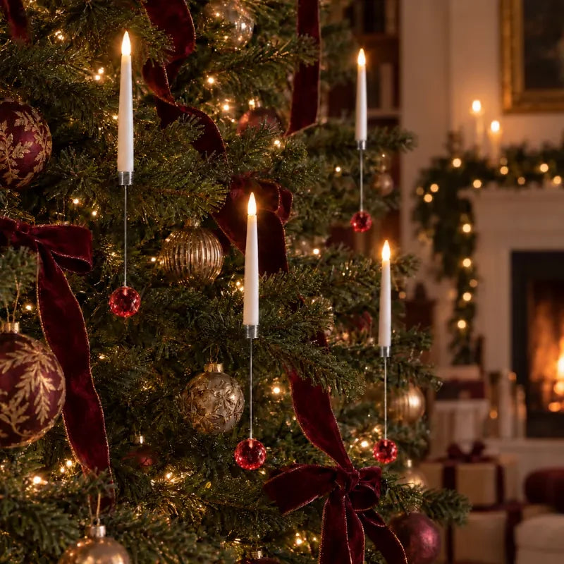 Christmas Tree Candles LED Flickering Hanging Ornaments with Warm White Light - Image 14