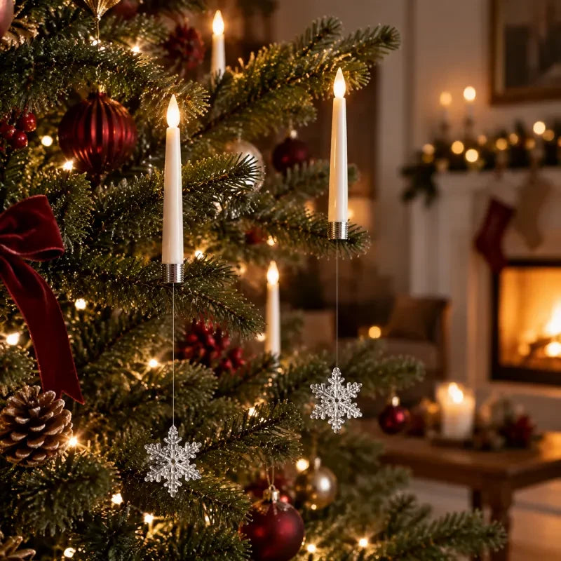 Christmas Tree Candles LED Flickering Hanging Ornaments with Warm White Light - Image 15