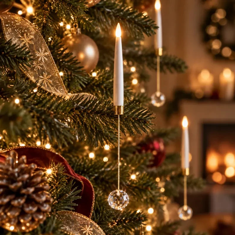 Christmas Tree Candles LED Flickering Hanging Ornaments with Warm White Light - Image 2
