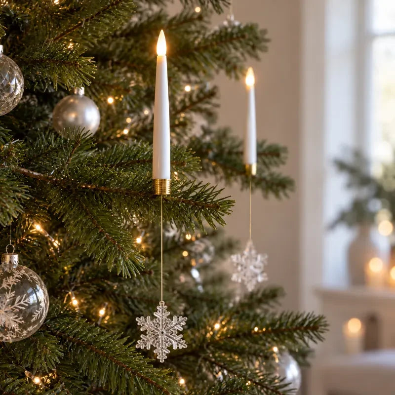 Christmas Tree Candles LED Flickering Hanging Ornaments with Warm White Light - Image 3