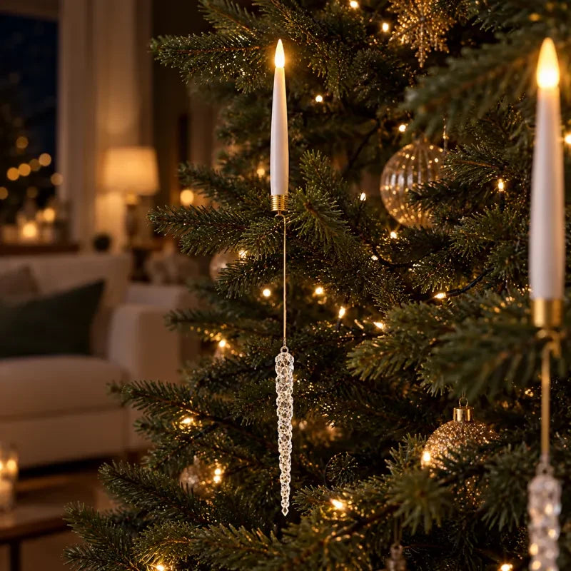 Christmas Tree Candles LED Flickering Hanging Ornaments with Warm White Light - Image 4