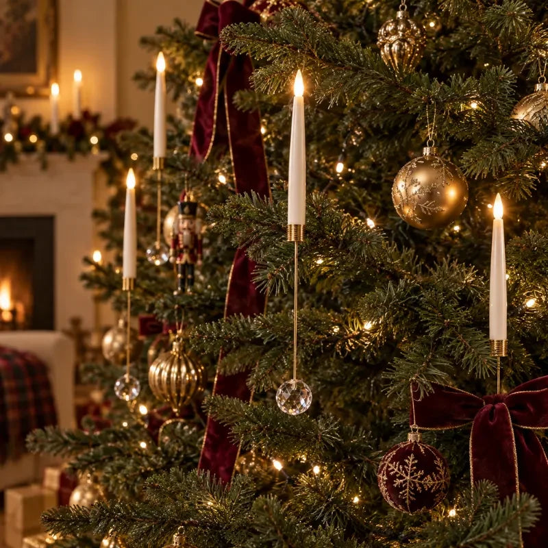 Christmas Tree Candles LED Flickering Hanging Ornaments with Warm White Light - Image 5