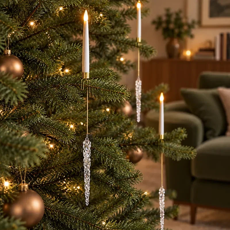Christmas Tree Candles LED Flickering Hanging Ornaments with Warm White Light - Image 6