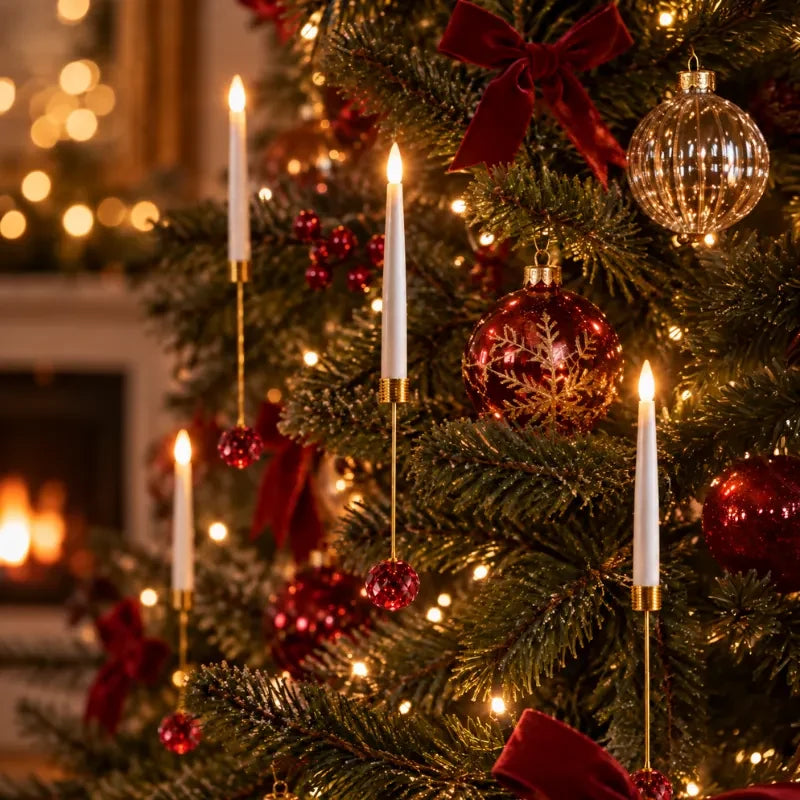 Christmas Tree Candles LED Flickering Hanging Ornaments with Warm White Light - Image 7
