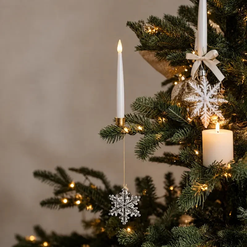 Christmas Tree Candles LED Flickering Hanging Ornaments with Warm White Light - Image 8