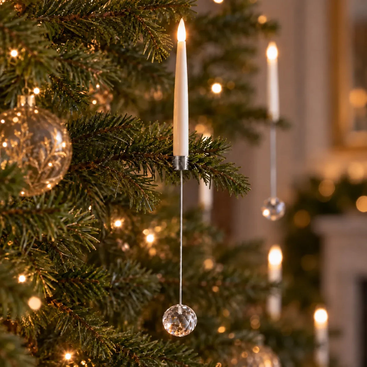 Christmas Tree Candles LED Flickering Hanging Ornaments with Warm White Light - Image 9