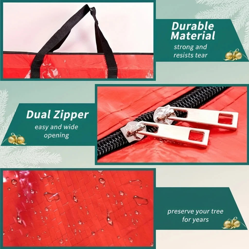 Christmas Tree Storage Bag with Heavy-Duty Waterproof Plastic and Dual Zipper Closure - Image 3
