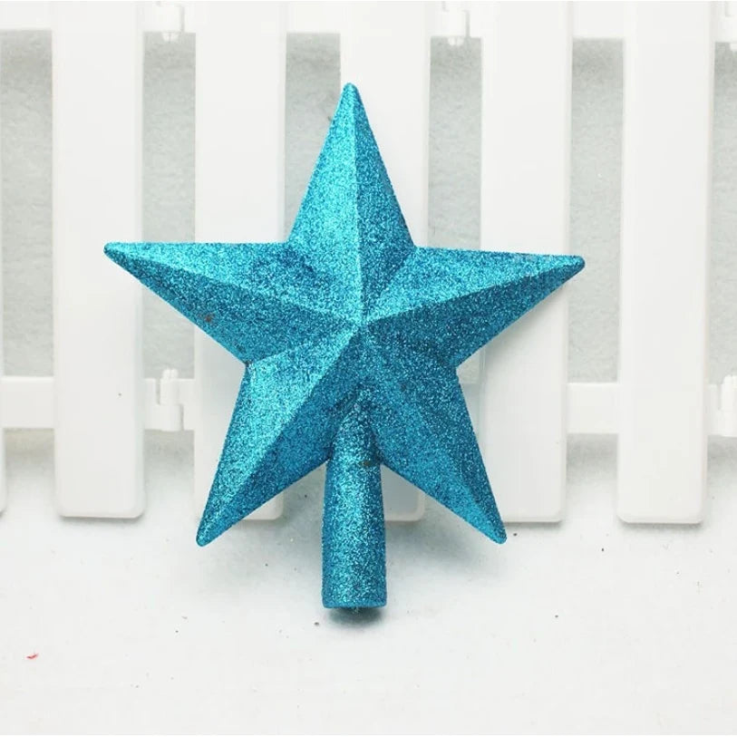 Christmas Tree Topper Five-Pointed Star with Glitter Finish and Shatterproof Design - Image 3