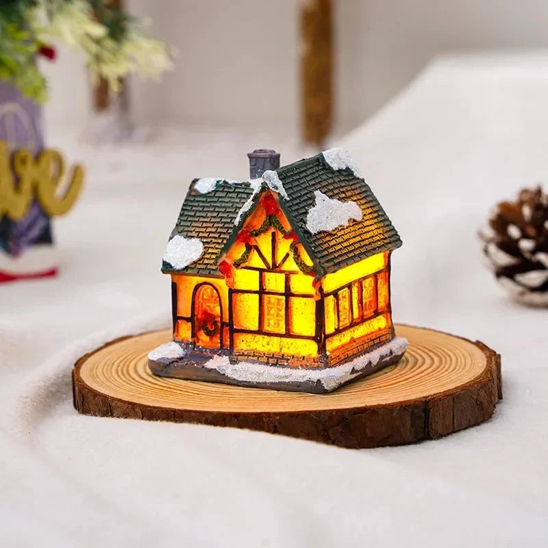 Christmas Village Set with LED Lights 6 Hand-Painted Miniature Houses and Snow Details - Image 4