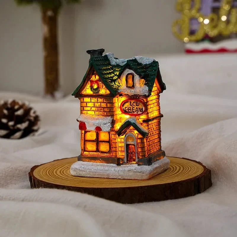 Christmas Village Set with LED Lights 6 Hand-Painted Miniature Houses and Snow Details - Image 5