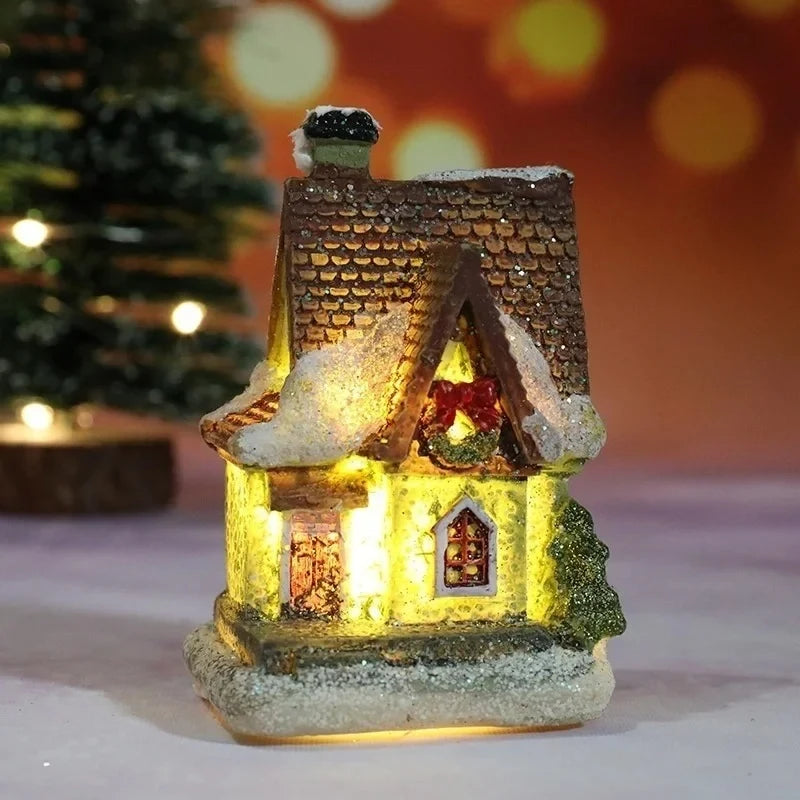 Christmas Village Set with LED Lights 6 Hand-Painted Miniature Houses and Snow Details - Image 6