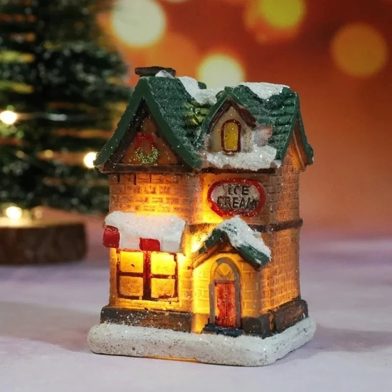 Christmas Village Set with LED Lights 6 Hand-Painted Miniature Houses and Snow Details - Image 8