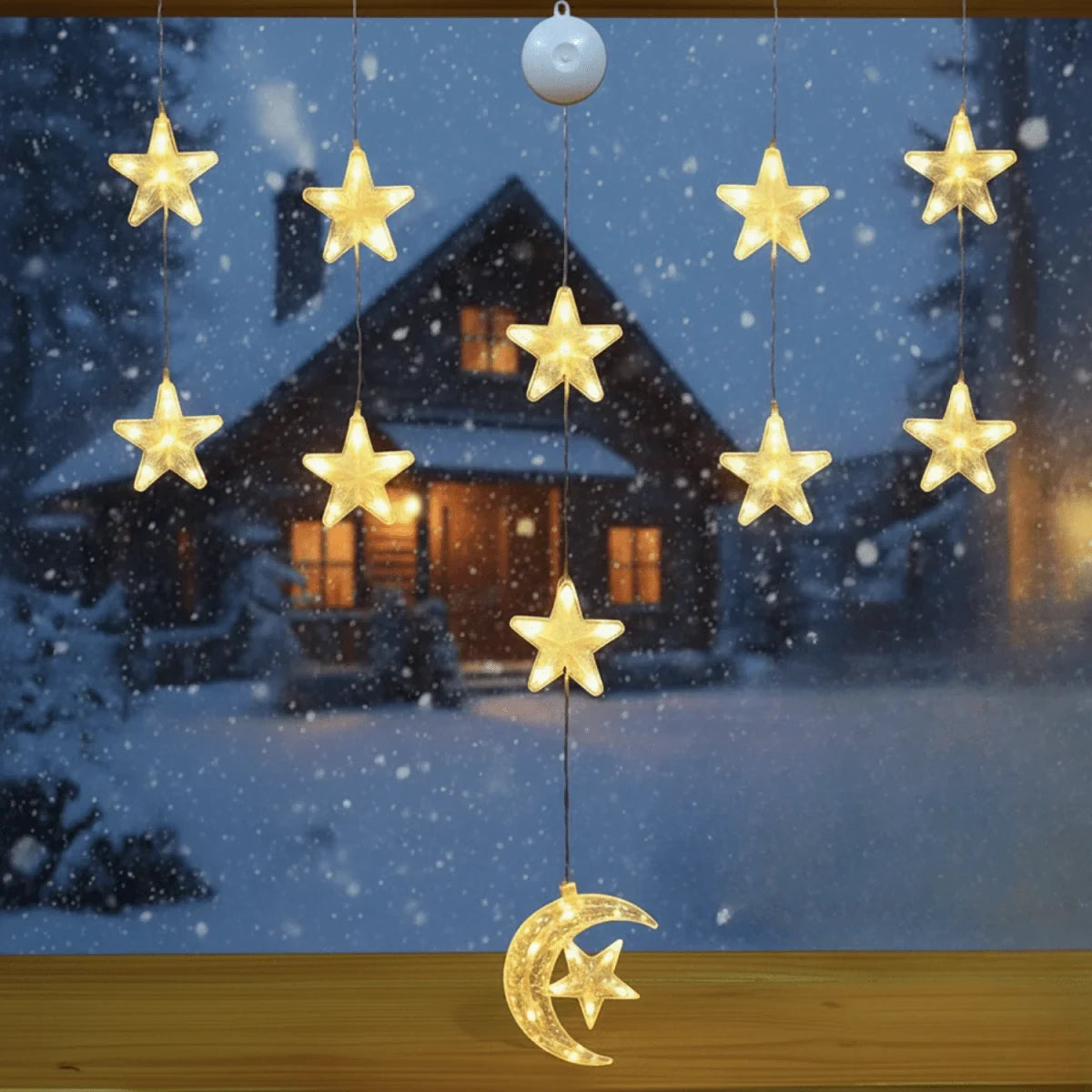 Christmas Window Lights with Suction Cups Battery Powered LED Decorations - Image 1