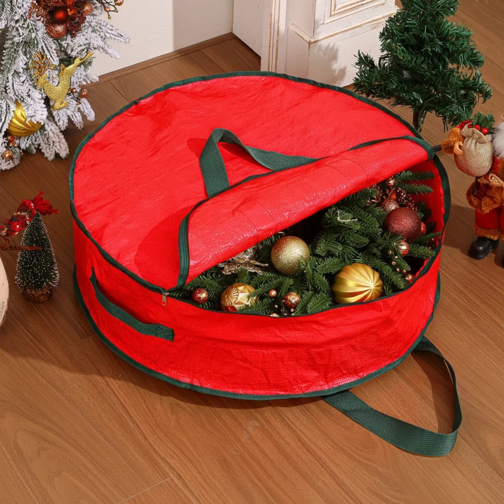 Christmas Wreath Storage Bag with Dual Zipper and Shoulder Strap - Image 1