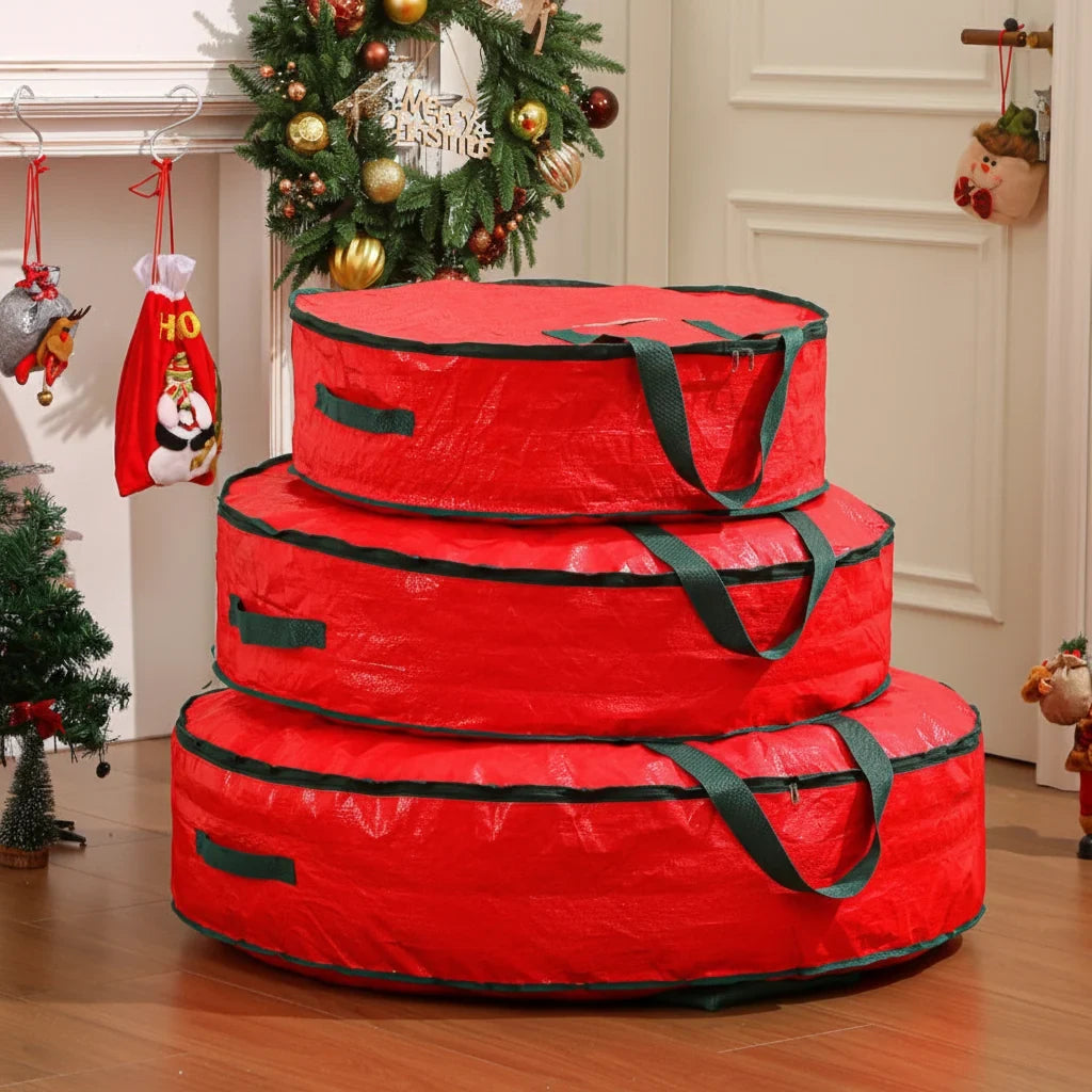Christmas Wreath Storage Bag with Dual Zipper and Shoulder Strap - Image 2