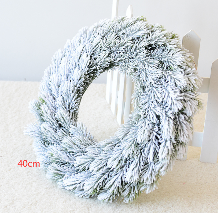 Christmas Wreath with Flocked Pine Needles and Snowflake Design for Door Hanging - Image 7
