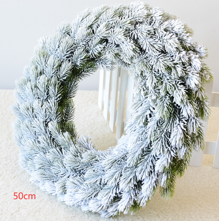 Christmas Wreath with Flocked Pine Needles and Snowflake Design for Door Hanging - Image 8