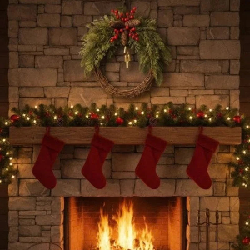 Christmas Wreath with Golden Bells Pinecones and Artificial Evergreen on Grapevine Base - Image 6