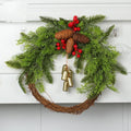 Christmas Wreath with Golden Bells Pinecones and Artificial Evergreen on Grapevine Base - Image 7