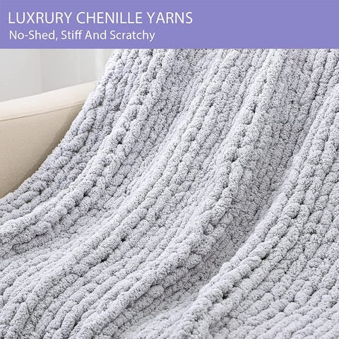 Chunky Knit Throw Blanket with Cozy Cable and Soft Chenille Texture - Image 7