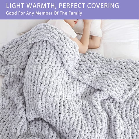 Chunky Knit Throw Blanket with Cozy Cable and Soft Chenille Texture - Image 8