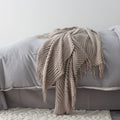 Chunky Knit Throw Blanket with Popcorn Texture and Fringed Edges for Sofa Electric - Image 4