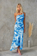 Cinched Waist Short Sleeve Floral Midi Dress for Summer — alternative angle