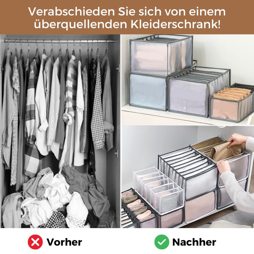 Closet Shelf and Clothes Drawer Organizer with Collapsible Mesh Compartments Fabric - Image 1