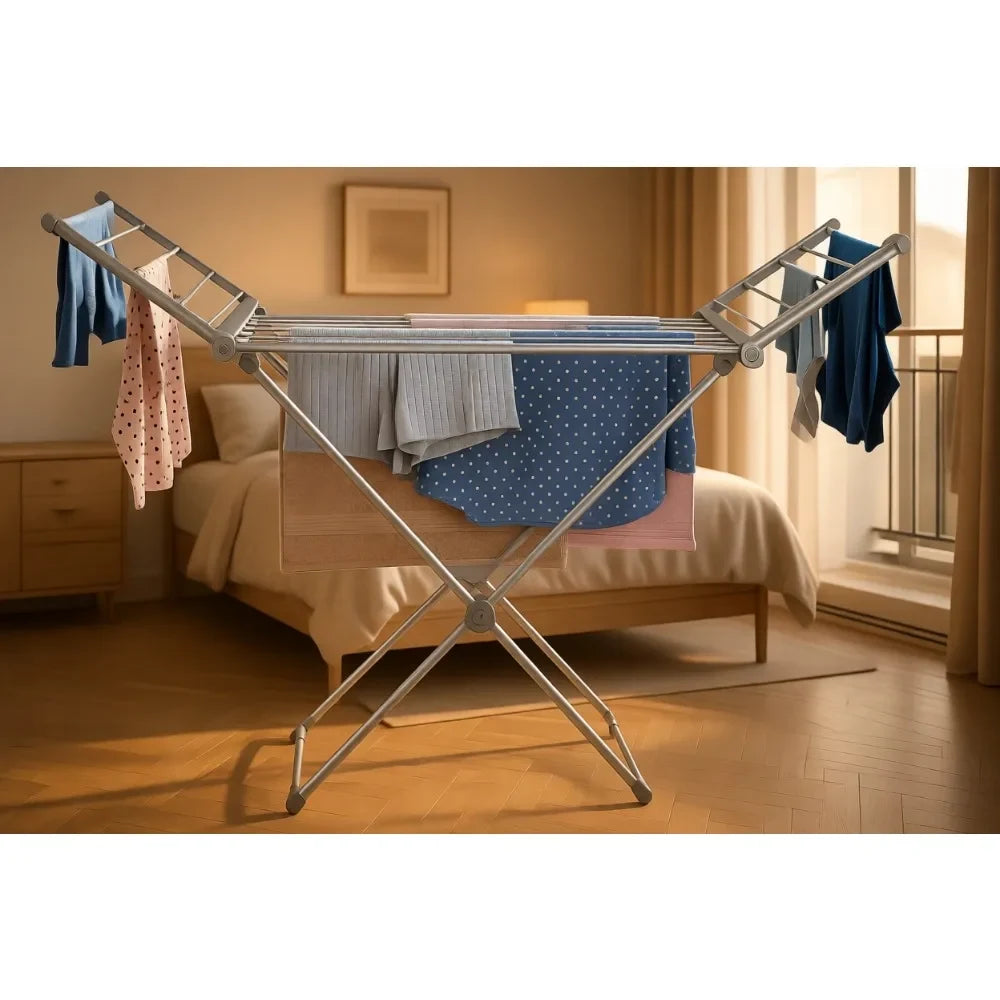 Clothes Drying Rack Electric Dryer Foldable Heated Aluminium Wings Indoor Laundry - Image 1