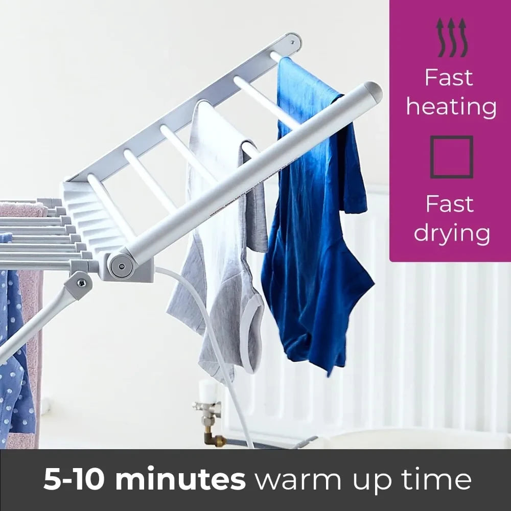 Clothes Drying Rack Electric Dryer Foldable Heated Aluminium Wings Indoor Laundry - Image 3
