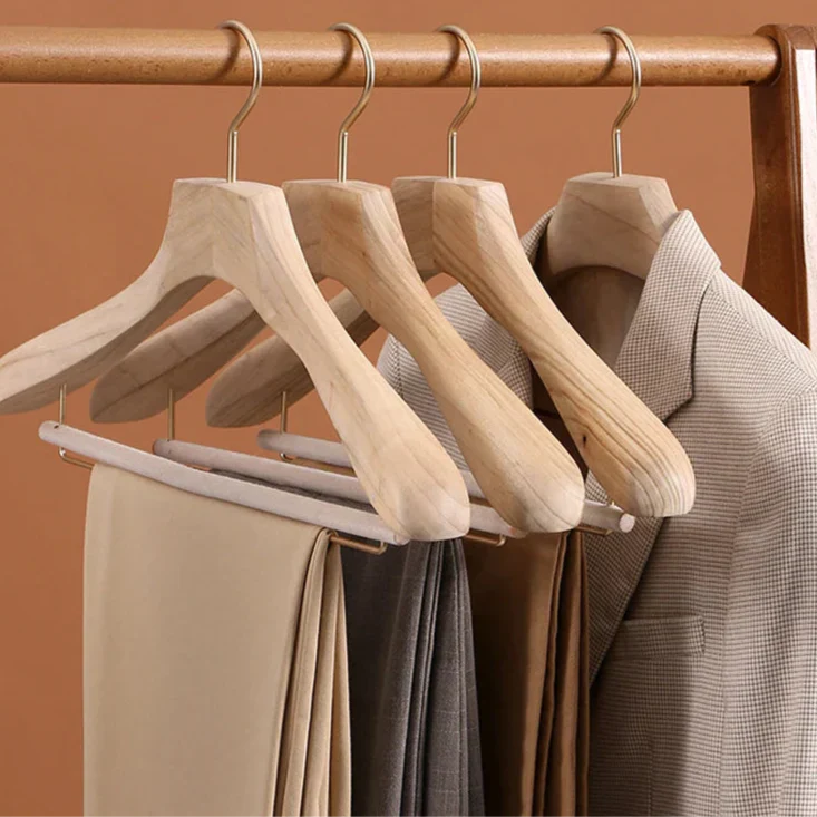 Clothes Hangers Wooden Coat Suit Wide Shoulder Wood Non Slip - Image 1