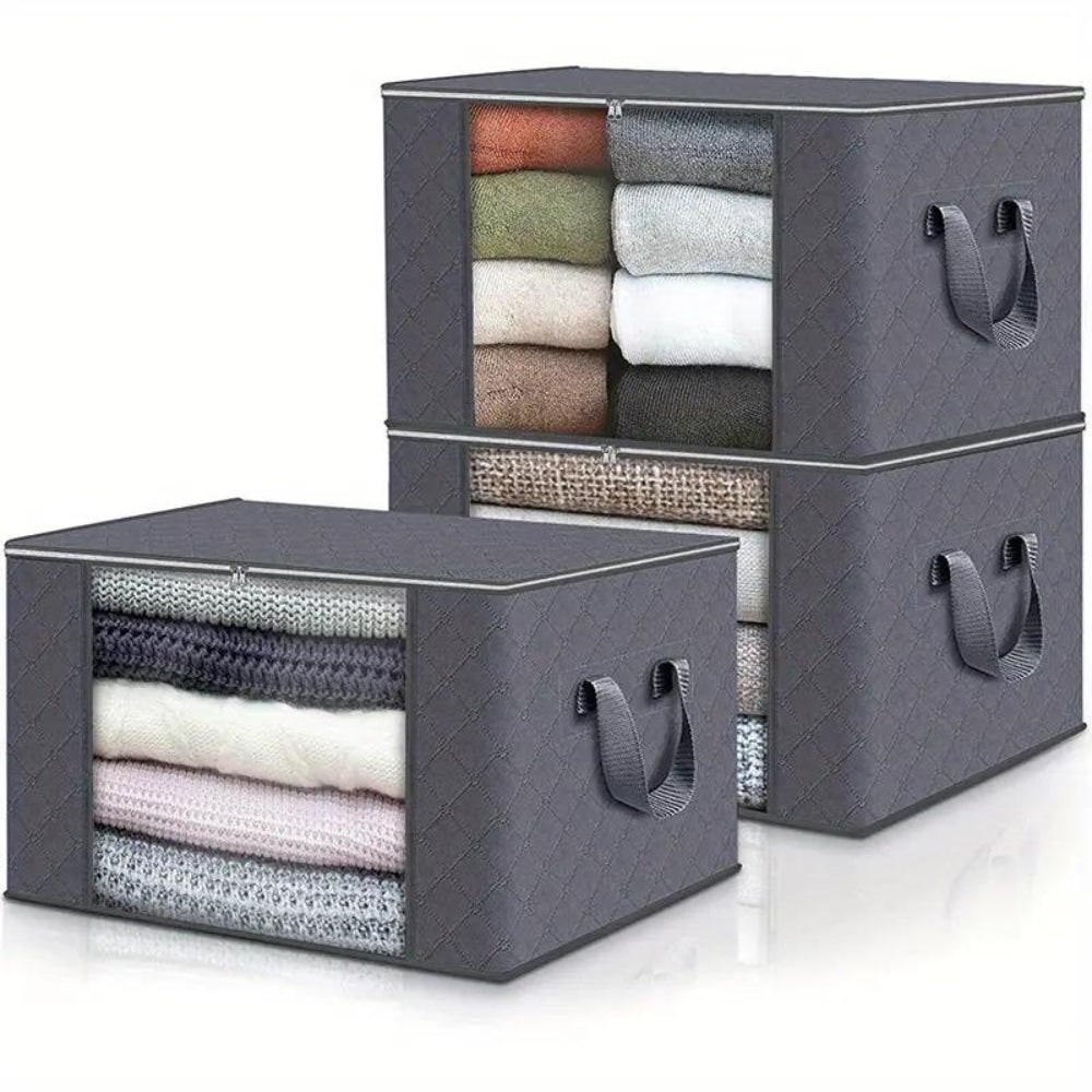 Clothes Storage Bins with Clear Window Foldable Fabric Organizer Bags - Image 1