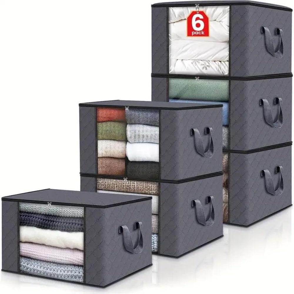 Clothes Storage Bins with Clear Window Foldable Fabric Organizer Bags - Image 4