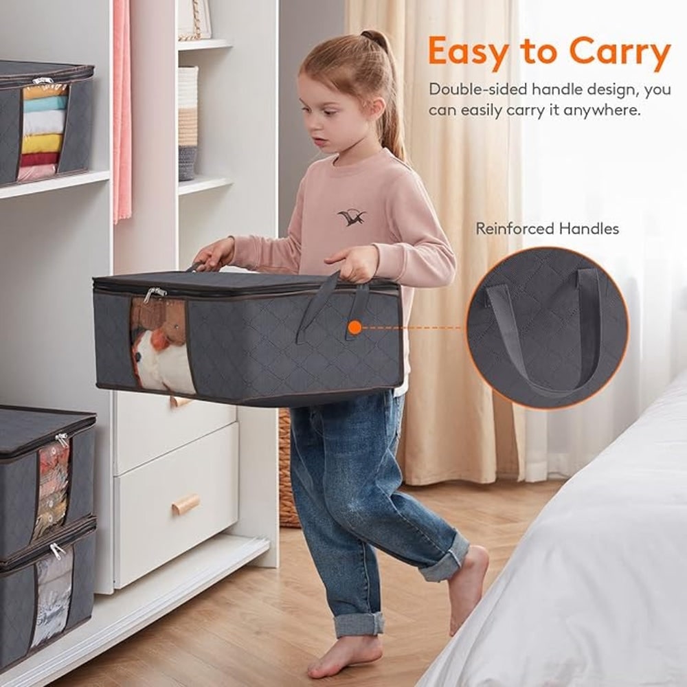 Clothes Storage Bins with Clear Window Foldable Fabric Organizer Bags - Image 6