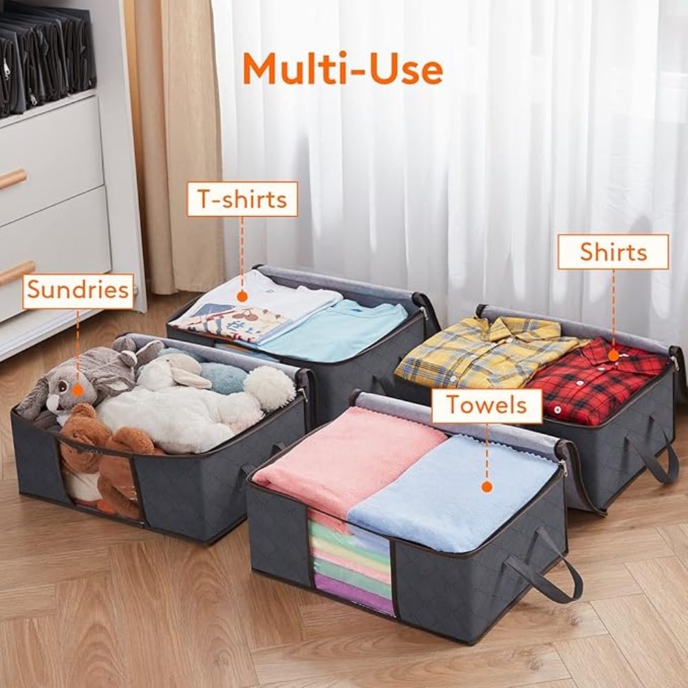 Clothes Storage Bins with Clear Window Foldable Fabric Organizer Bags - Image 7