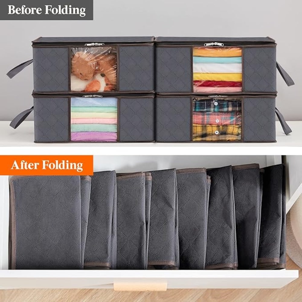 Clothes Storage Bins with Clear Window Foldable Fabric Organizer Bags - Image 8