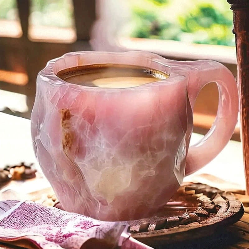 Coffee Mug Crystal Gemstone Novelty Faceted Translucent Gift Geode - Image 1