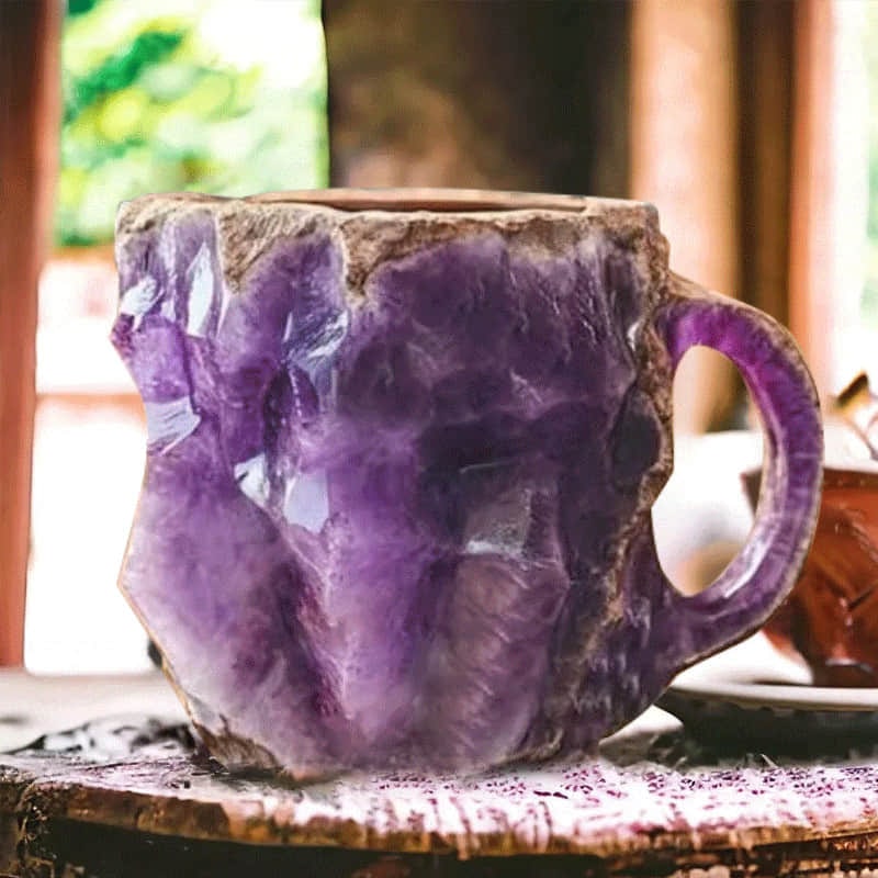 Coffee Mug Crystal Gemstone Novelty Faceted Translucent Gift Geode - Image 5