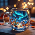 Coffee Mug with Glass Construction and Festive Holiday Illustrations - Image 1