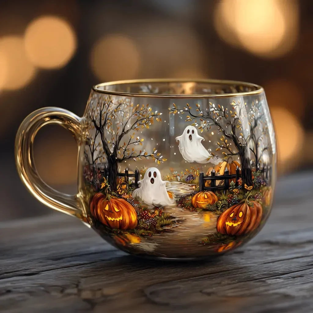 Coffee Mug with Glass Construction and Festive Holiday Illustrations - Image 6