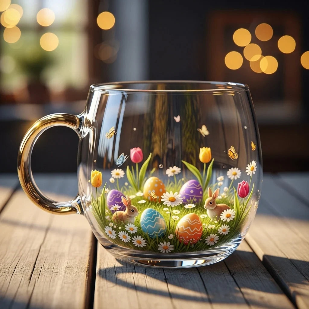 Coffee Mug with Glass Construction and Festive Holiday Illustrations - Image 8