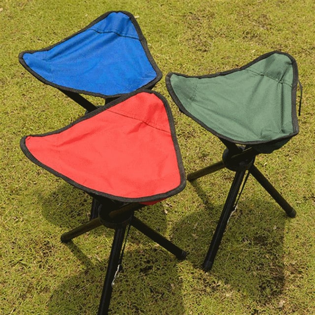 Collapsible Folding Camping Stool with Tripod Design Lightweight Portable Three Legged Compact Seat - Image 2