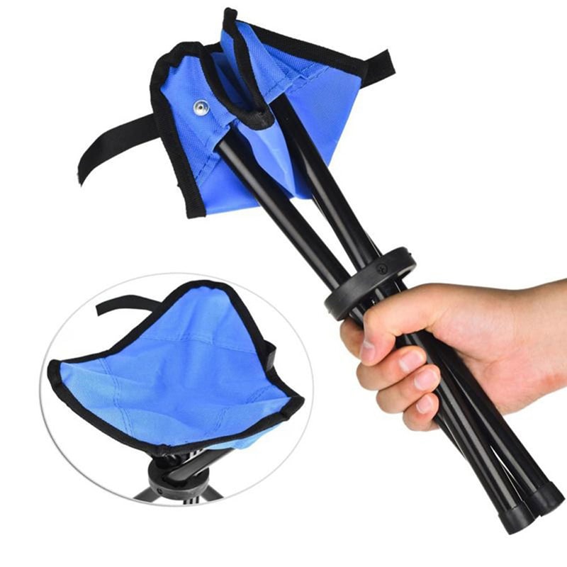 Collapsible Folding Camping Stool with Tripod Design Lightweight Portable Three Legged Compact Seat - Image 5
