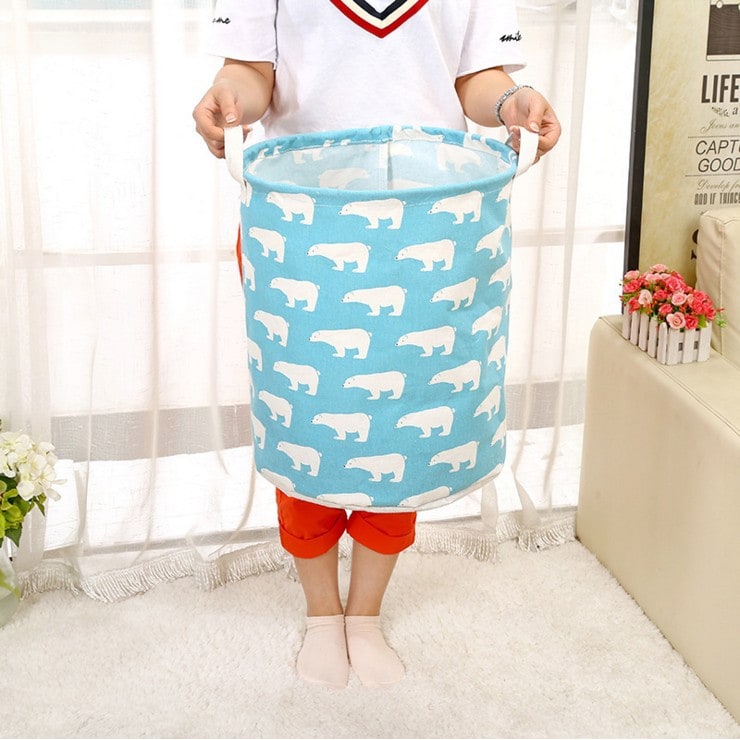 Collapsible Laundry Hamper Basket with Canvas Handles Foldable Storage Bin Plastic - Image 1