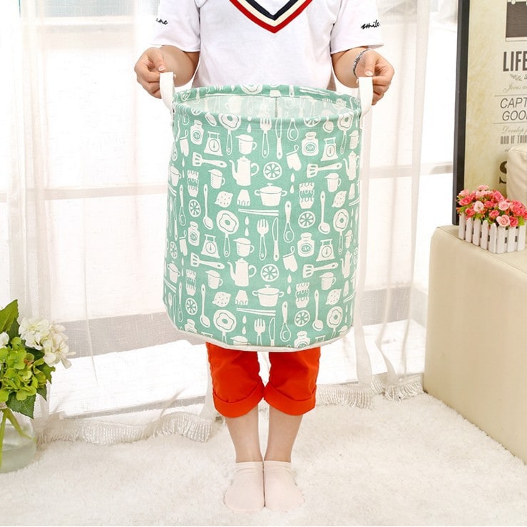 Collapsible Laundry Hamper Basket with Canvas Handles Foldable Storage Bin Plastic - Image 10
