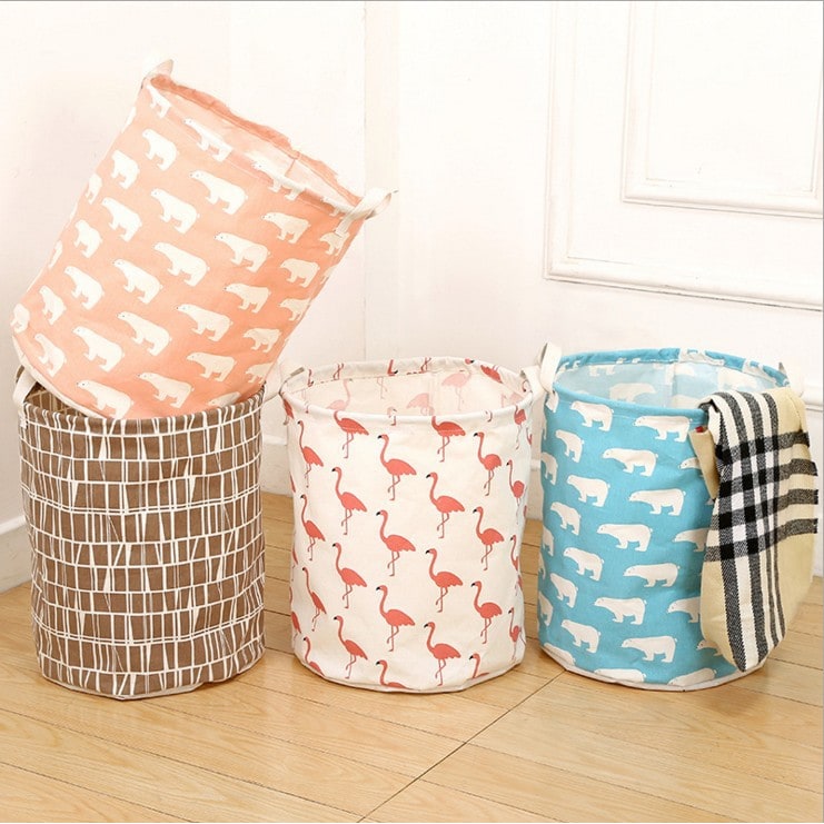 Collapsible Laundry Hamper Basket with Canvas Handles Foldable Storage Bin Plastic - Image 2