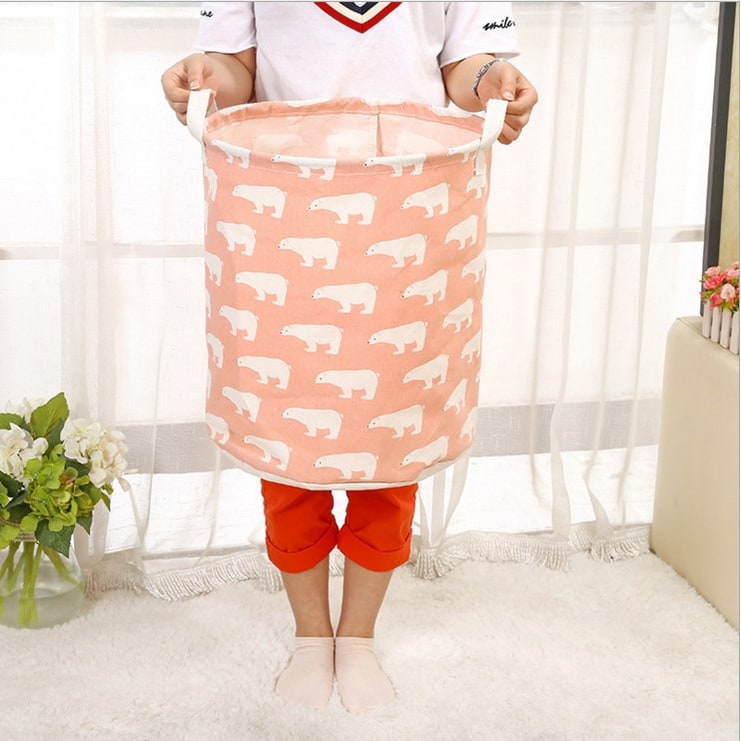 Collapsible Laundry Hamper Basket with Canvas Handles Foldable Storage Bin Plastic - Image 4