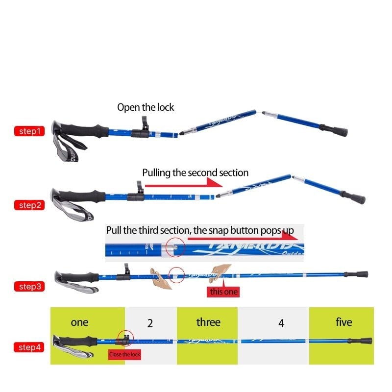 Collapsible Trekking Poles with Adjustable Hiking and Nordic Walking Foam Grip Folding - Image 12