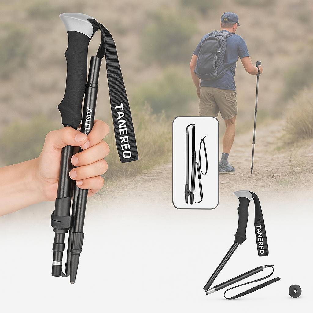 Collapsible Trekking Poles with Adjustable Hiking and Nordic Walking Foam Grip Folding - Image 6