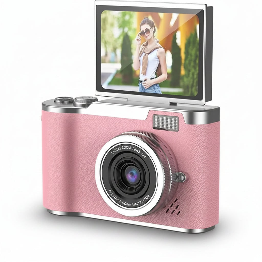 Compact Digital Camera Vlogging 4K Flip Screen Portable Rechargeable - Image 1